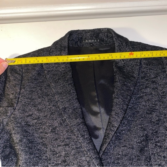 THEORY Black Wool Blend Blazer Women’s Size 4 Classic One Button Style - Picture 8 of 12